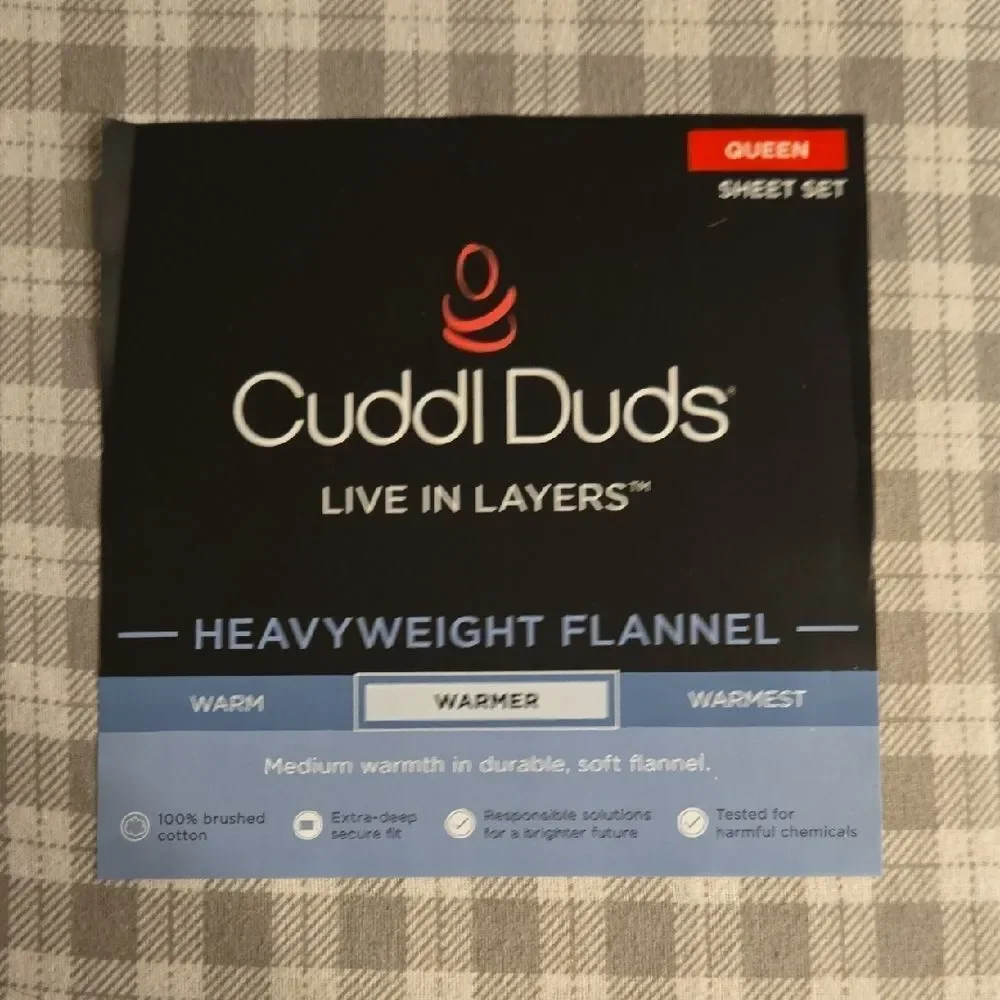 Cuddl Duds Heavyweight Flannel Set 100%Brushed Cotton